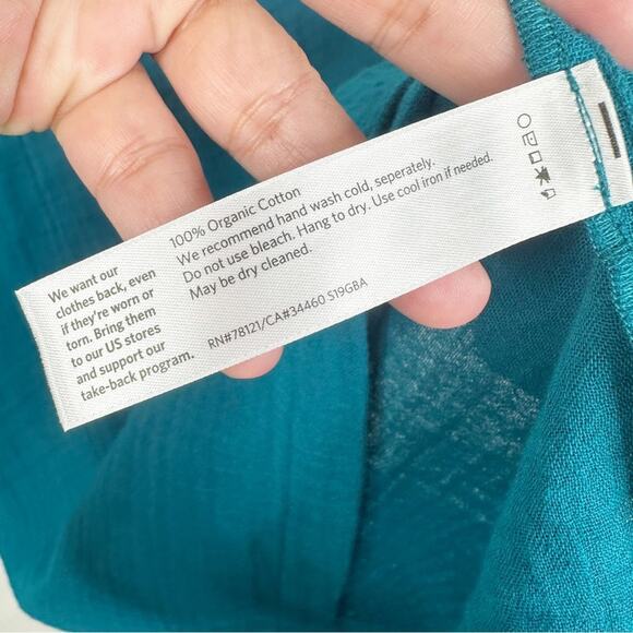 Eileen Fisher Size Small Boat Neck Boxy Organic Cotton Short Sleeve Top - Picture 5 of 7